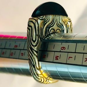 Vintage Dian Malouf signed Stack ring - Black onyx and sterling silver